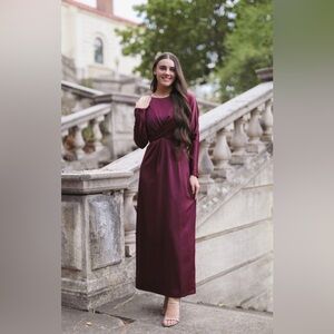 Dainty Jewells Rich Wine Long Sleeve Dress